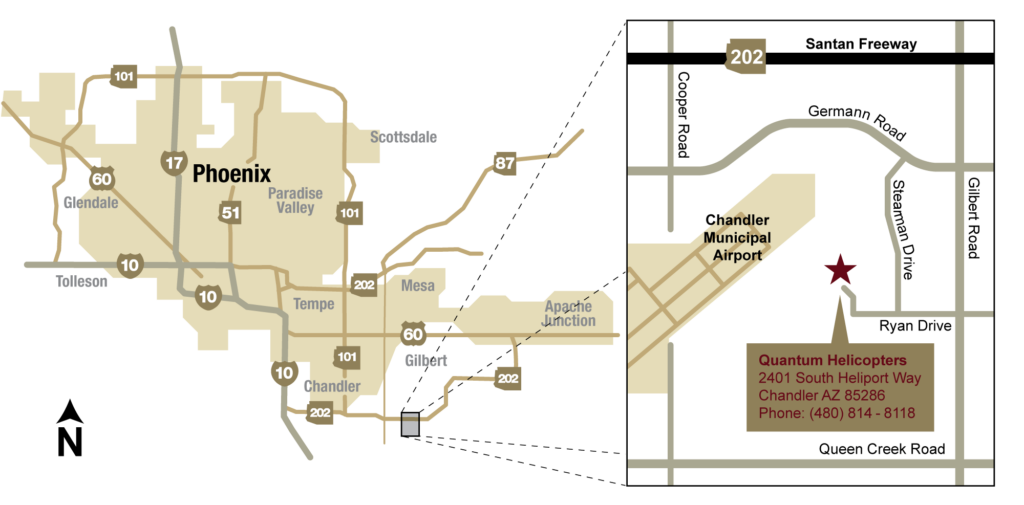 Map to contact us at Quantum Helicopters