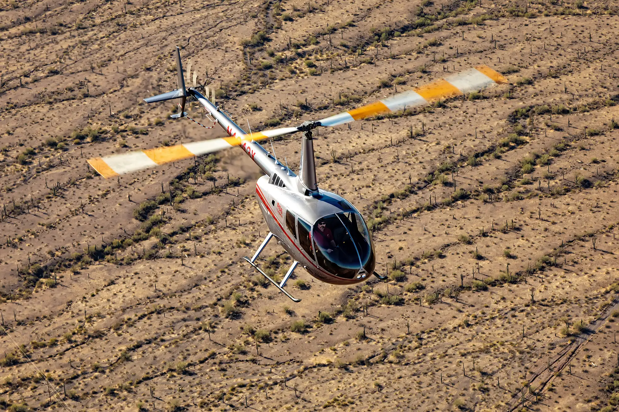 Aerial photography of helicopter flying over Arizona