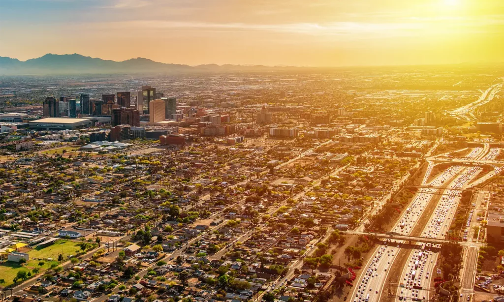 Phoenix cityscape at sunset