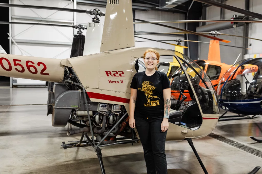 flight training at Quantum, student by helicopter