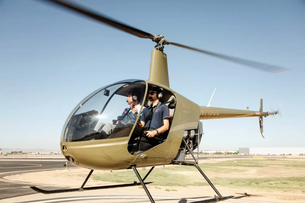 Helicopter Training Program student taking off