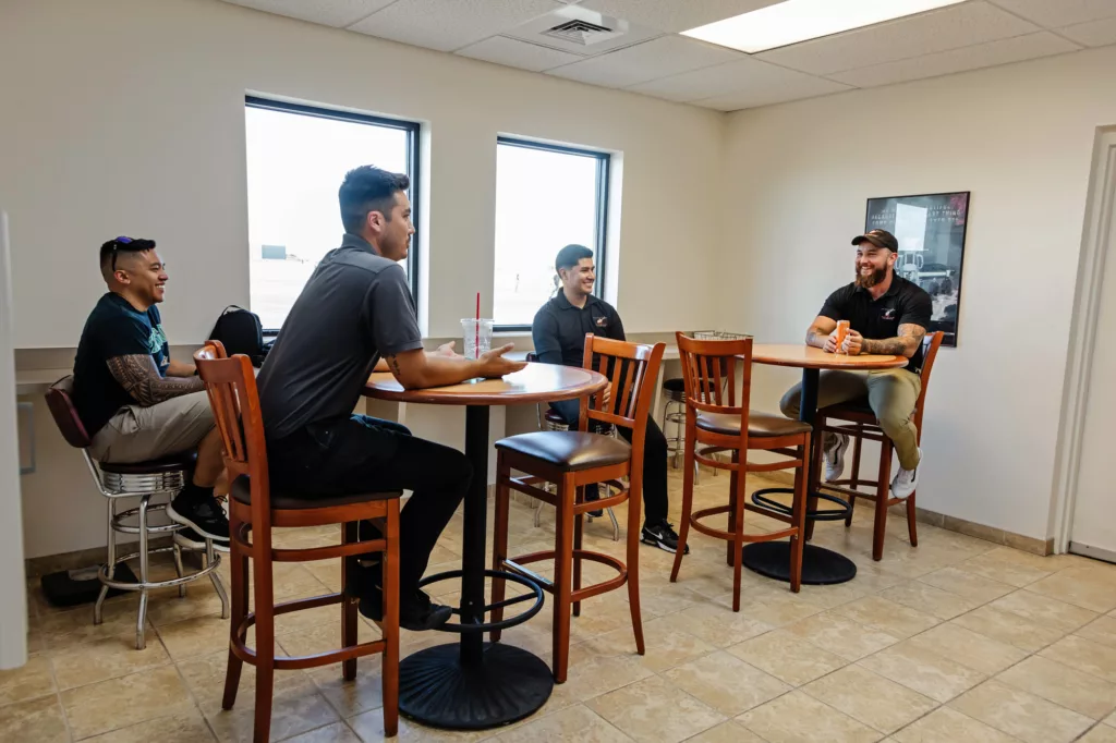 Students socializing at Quantum Helicopters