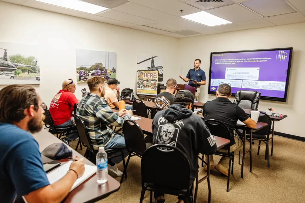 Classroom instruction as part of the student experience at Quantum Helicopters