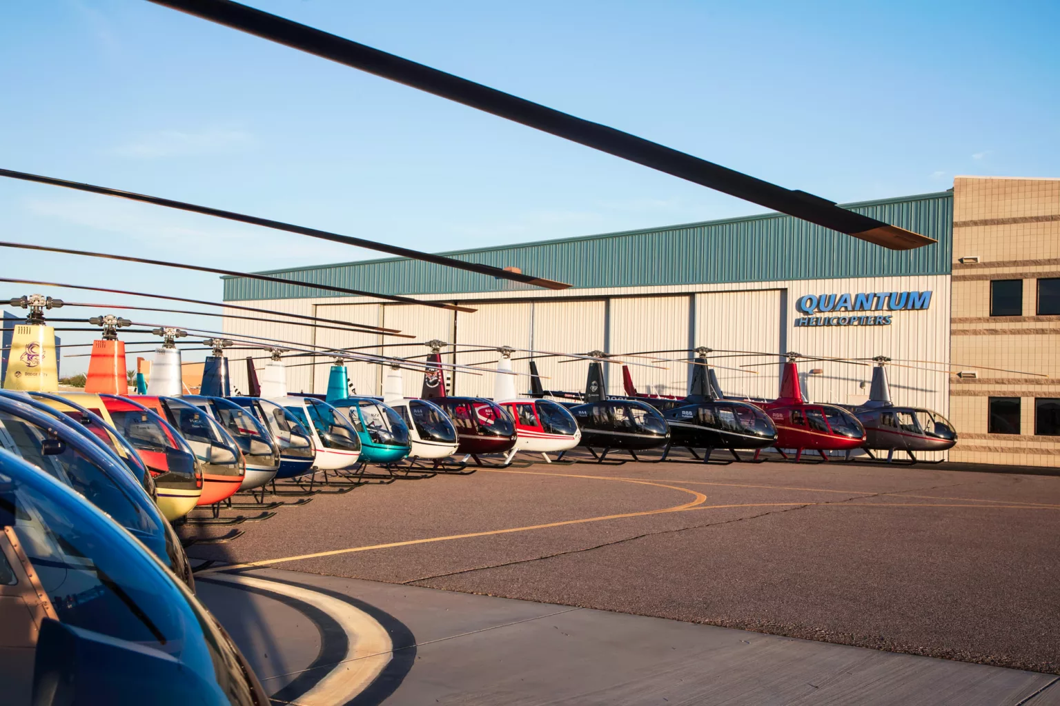 fleet of helicopters at Quantum Helicopters