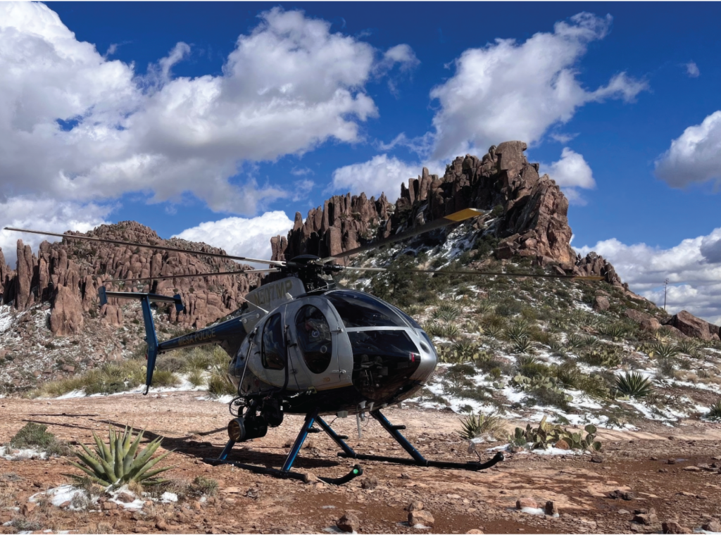 Quantum Helicopters chopper in Arizona landscape